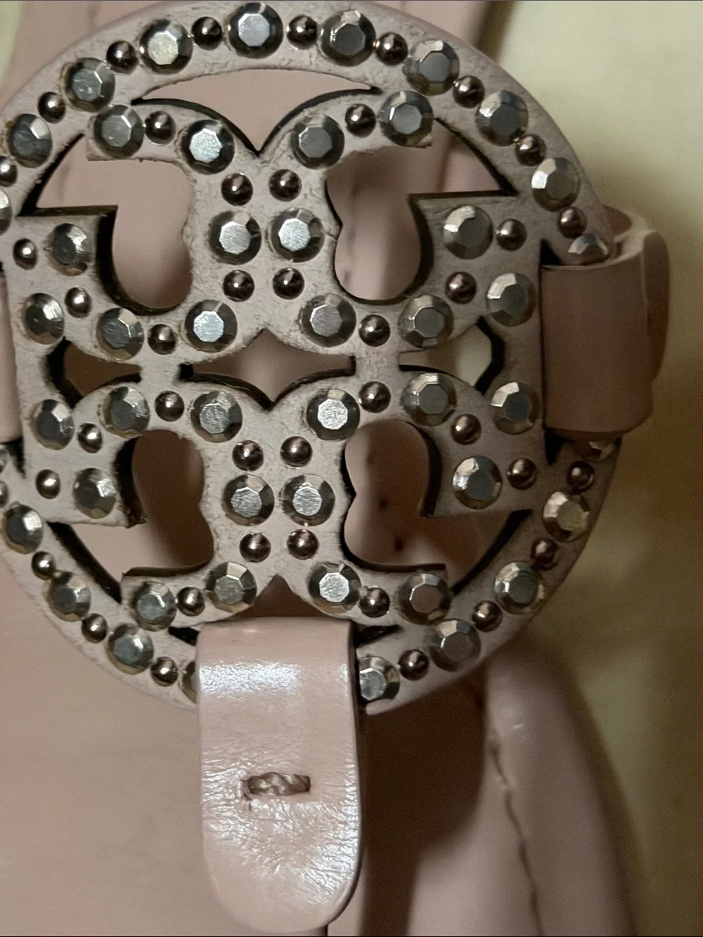 Tory Burch Shell Pink Miller Studded Leather Thong Sandal